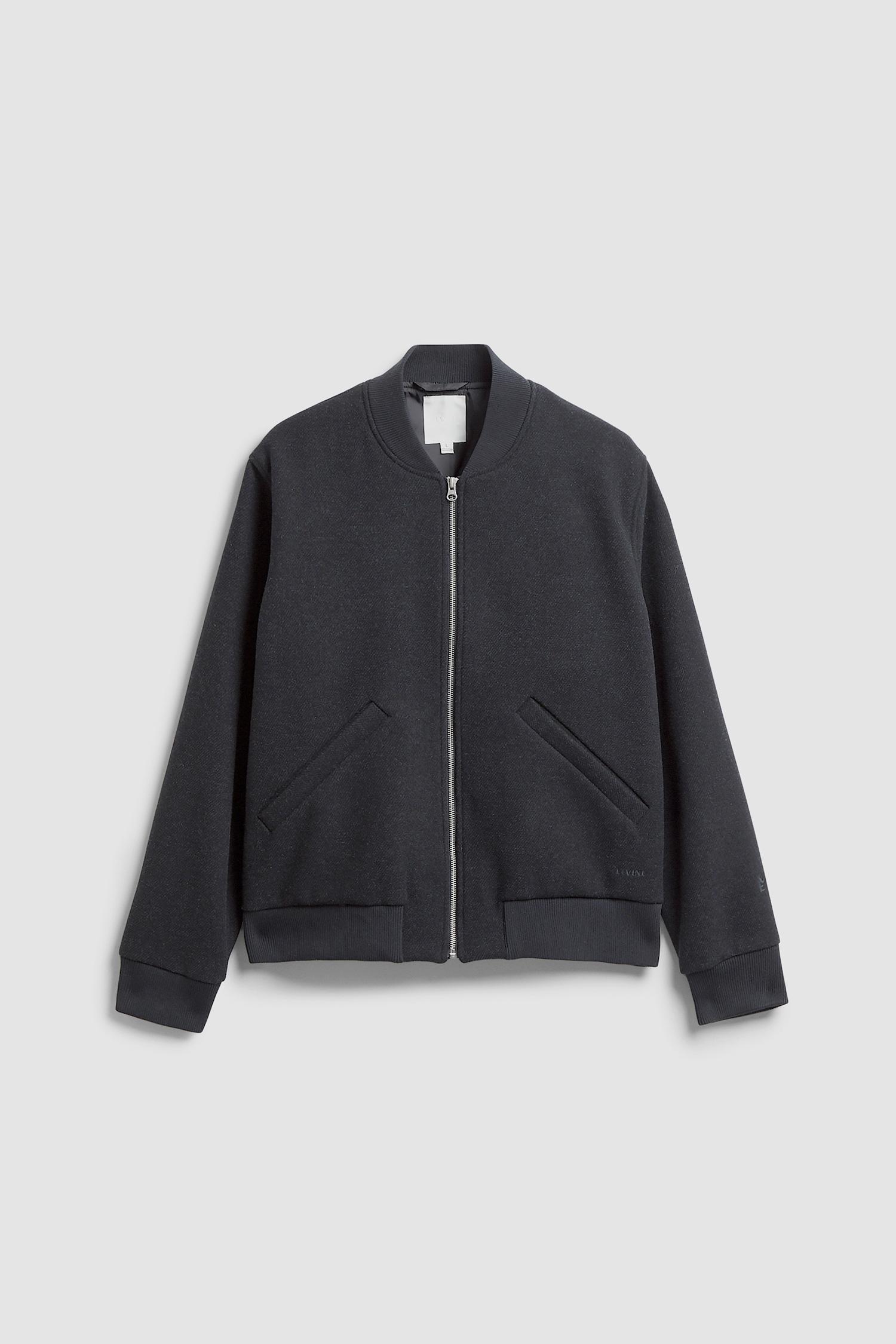 Elvine Ylve Wool Jacket Dark Grey Melange Herren Bomberjacke grau